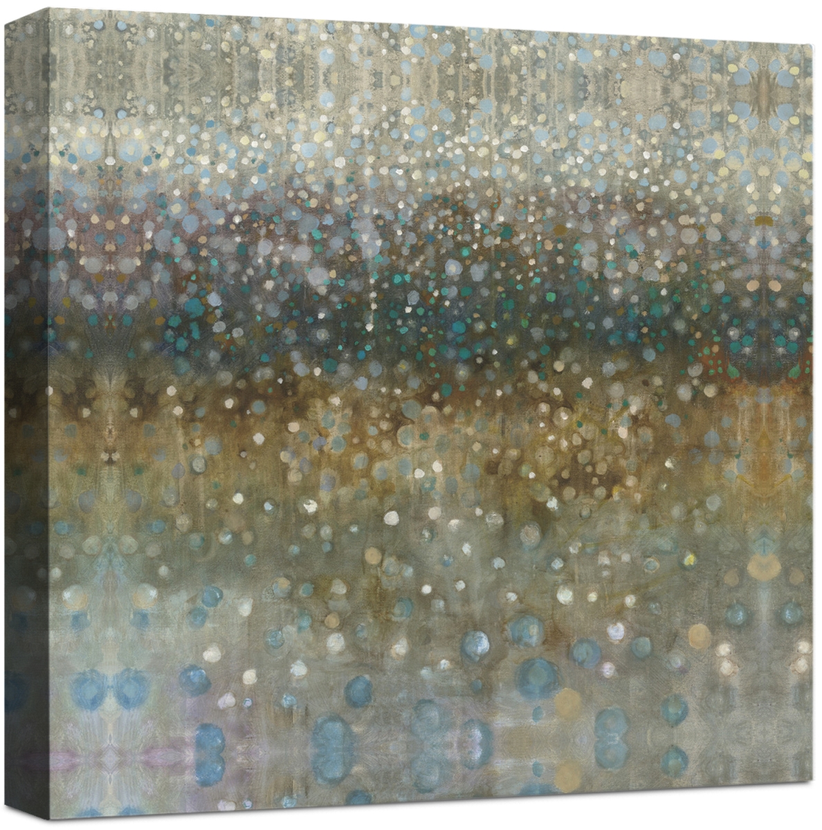 5773 Abstract Rain, Wrapped Giclee Canvas Art - Grey & Gold