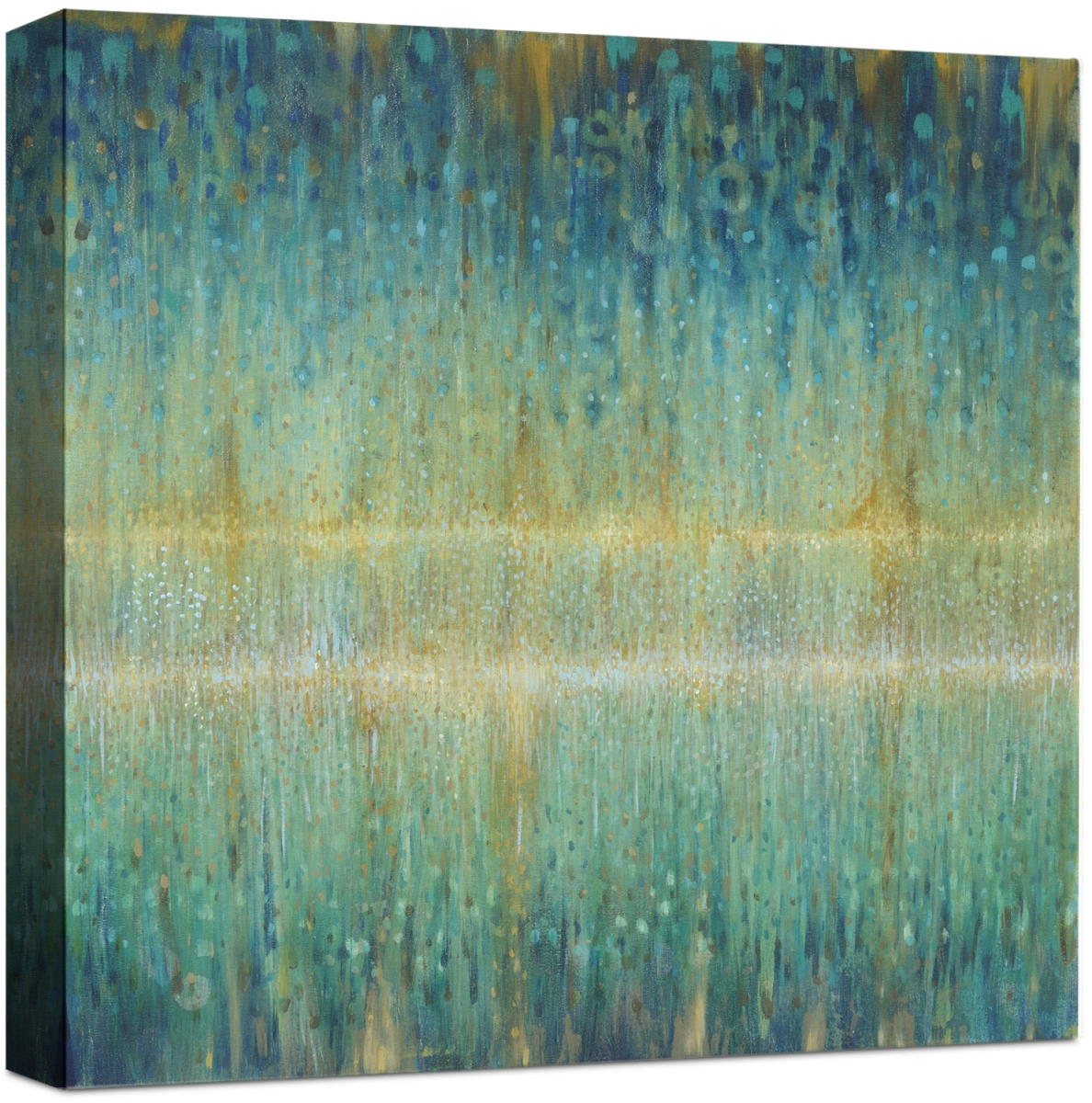 5774 Rain Abstract I, Wrapped Giclee Canvas Art - Blue & Green