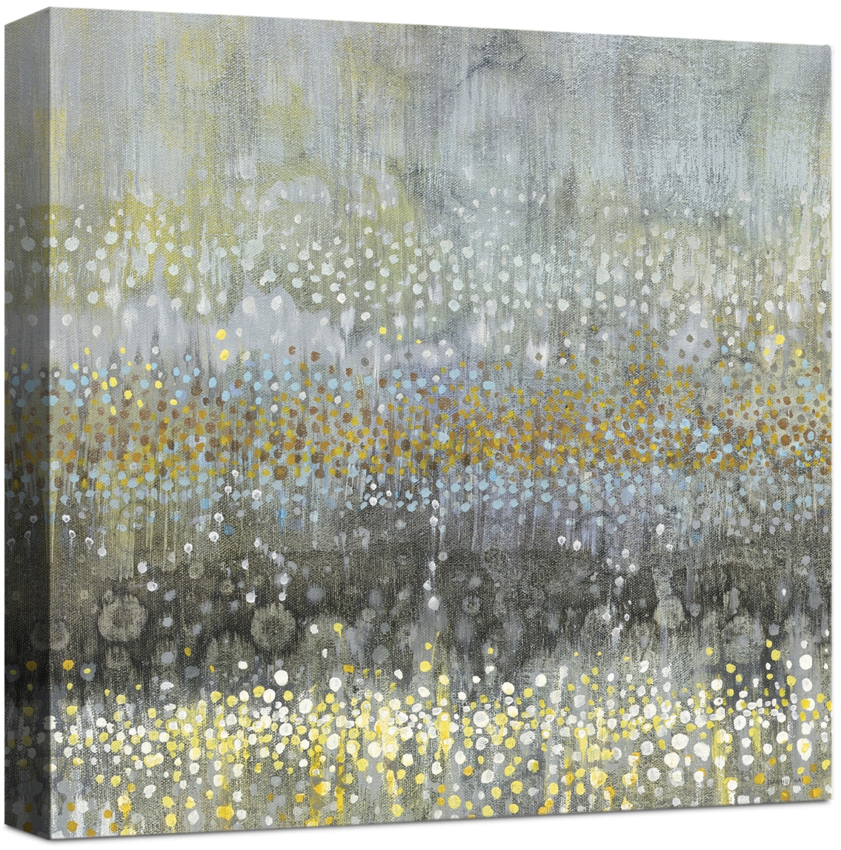 5776 Rain Abstract Iii, Wrapped Giclee Canvas Art - Grey & Gold