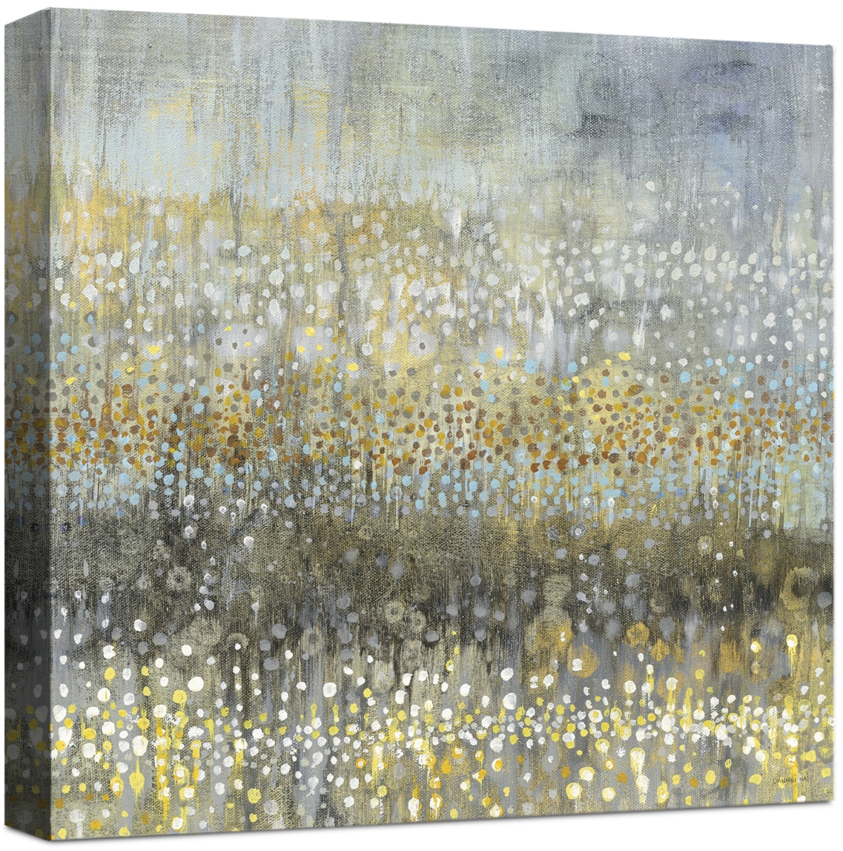 5777 Rain Abstract Iv, Wrapped Giclee Canvas Art - Grey & Gold