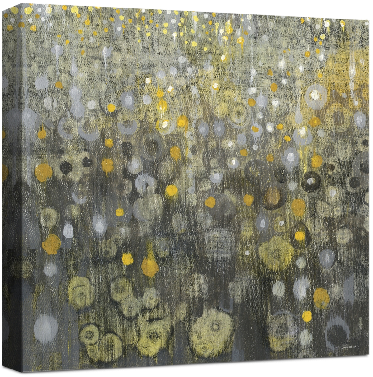 5778 Rain Abstract V, Wrapped Giclee Canvas Art - Green & Gold