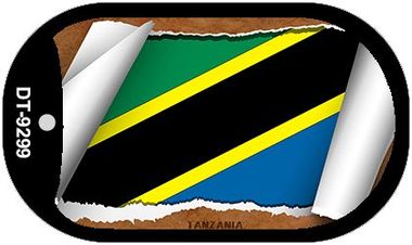 Dt-9299 2 In. Tanzania Country Flag Scroll Dog Tag Kit, Metal Novelty Necklace