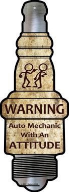 J-038 6 X 17 In. Auto Mechanic Novelty Metal Spark Plug Sign