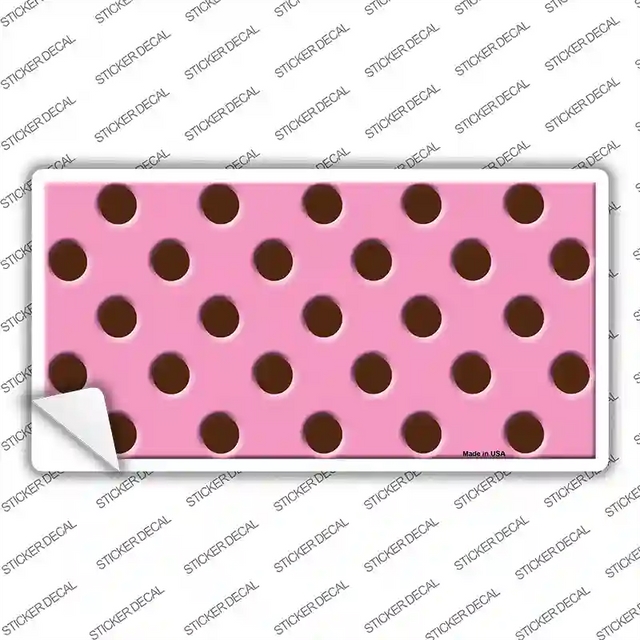 LP-2210s-L 9 x 4.5 in. Chocolate Brown Polka Dots Pink Novelty Sticker Decal - Large