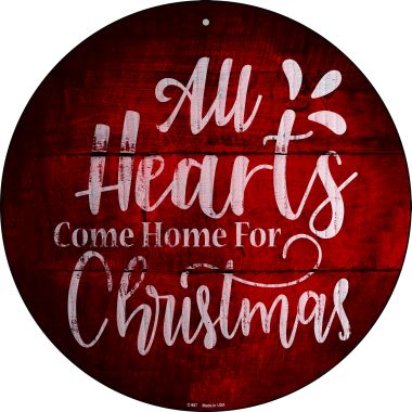 C-987 Come Home For Christmas Novelty Metal Circular Sign - 1 X 2 In.