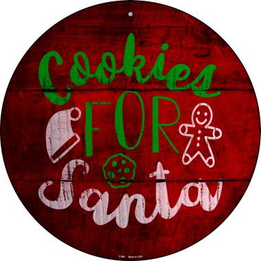 C-998 Cookies For Santa Novelty Metal Circular Sign - 1 X 2 In.