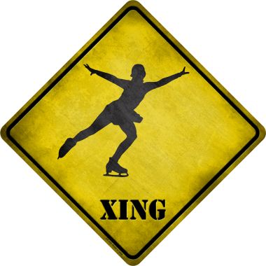Cx-193 Figure Skater Xing Novelty Metal Crossing Sign - 1 X 2 In.