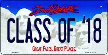Bp-9968 Class Of 18 South Dakota Novelty Metal Bicycle Plate - 5 X 17 In.