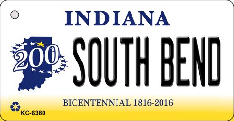 Kc-6380 South Bend Indiana State License Plate Novelty Key Chain - 6 X 1.5 In.