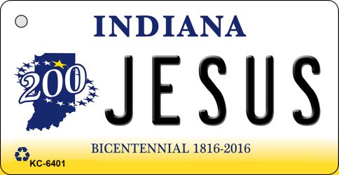 Kc-6401 Jesus Indiana State License Plate Novelty Key Chain - 6 X 1.5 In.