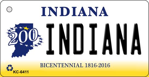 Kc-6411 Indiana State License Plate Novelty Key Chain - 6 X 1.5 In.