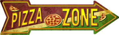 A-408 Pizza Zone Novelty Metal Arrow Sign - 3 x 6 in.