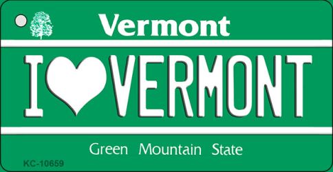 Kc-10659 I Love Vermont License Plate Novelty Key Chain - 9 X 12 In.