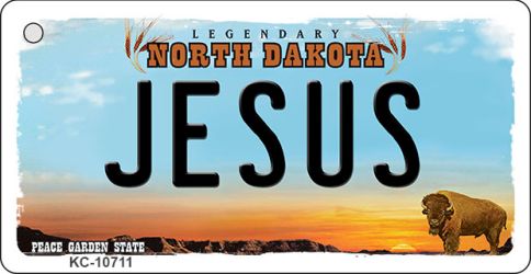 Kc-10711 Jesus North Dakota State License Plate Key Chain - 9 X 12 In.