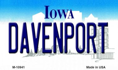 M-10941 Davenport Iowa State License Plate Novelty Magnet - 1 X 2 In.