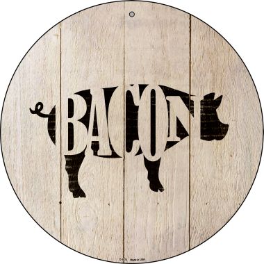 C-1073 Pigs Make Bacon Novelty Metal Circular Sign - 1 X 2 In.
