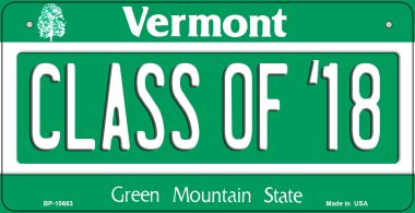 Bp-10683 Class Of 18 Vermont Novelty Metal Bicycle Plate - 5 X 17 In.