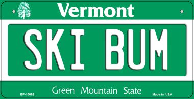 Bp-10692 Ski Bum Vermont Novelty Metal Bicycle Plate - 5 X 17 In.