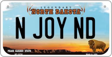 Bp-10702 N Joy Nd North Dakota Novelty Metal Bicycle Plate - 5 X 17 In.