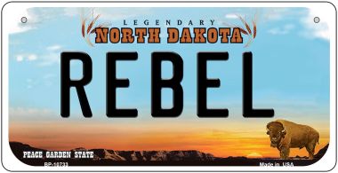 Bp-10733 Rebel North Dakota Novelty Metal Bicycle Plate - 5 X 17 In.