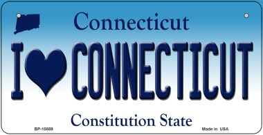 Bp-10889 I Love Connecticut Novelty Metal Bicycle Plate - 5 X 17 In.