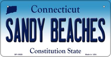 Bp-10929 Sandy Beaches Connecticut Novelty Metal Bicycle Plate - 5 X 17 In.
