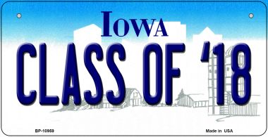 Bp-10959 Class Of 18 Iowa Novelty Metal Bicycle Plate - 5 X 17 In.