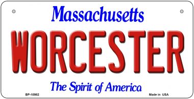 Bp-10982 Worcester Massachusetts Novelty Metal Bicycle Plate - 5 X 17 In.