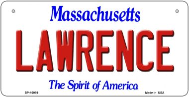 Bp-10989 Lawrence Massachusetts Novelty Metal Bicycle Plate - 5 X 17 In.