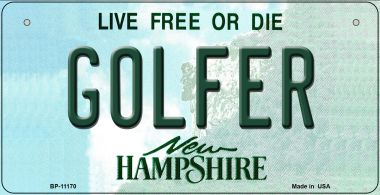 Bp-11170 Golfer New Hampshire Novelty Metal Bicycle Plate - 6 X 1.5 In.
