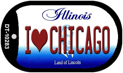 Dt-10283 I Love Chicago Illinois Novelty Metal Dog Tag Necklace - 1 X 2 In.