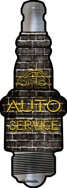J-049 6 X 17 In. Auto Service Novelty Metal Spark Plug Sign