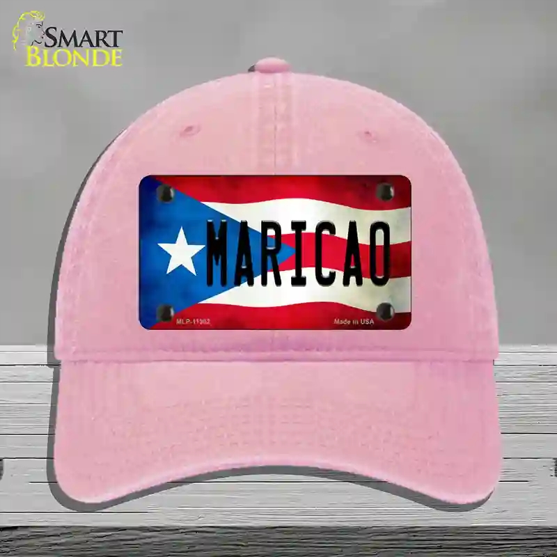 HAT12-MLP-11362 Maricao Puerto Rico Flag Novelty License Plate Hat, Unconstructed Cotton - Pink