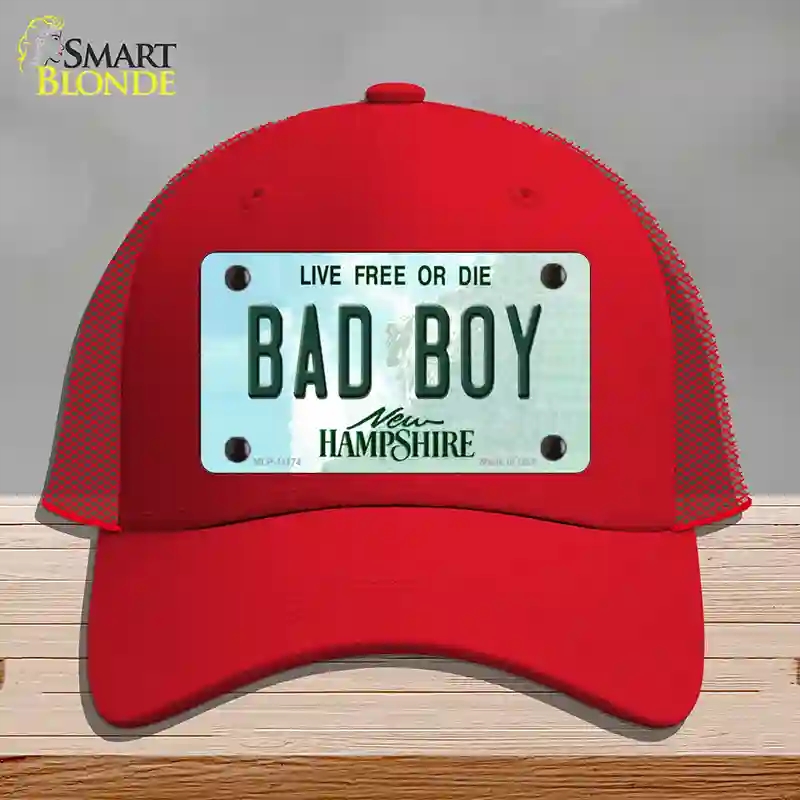 HAT17-MLP-11174 Bad Boy Hampshire State Novelty License Plate Hat, Mesh - Red