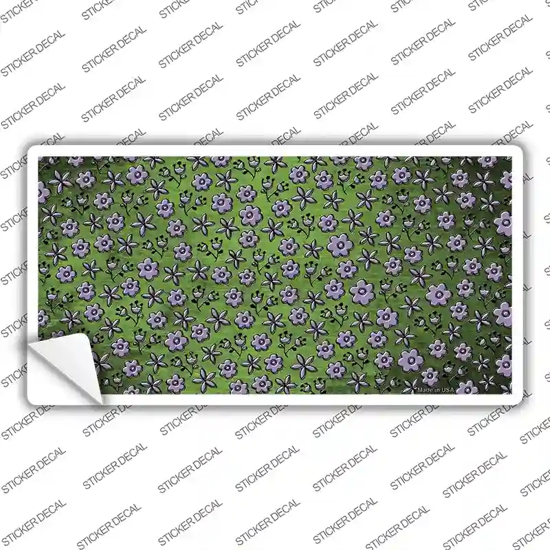 LP-7199s-L Lime Green Purple Flowers Oil Rubbed Novelty Sticker Decal, Large