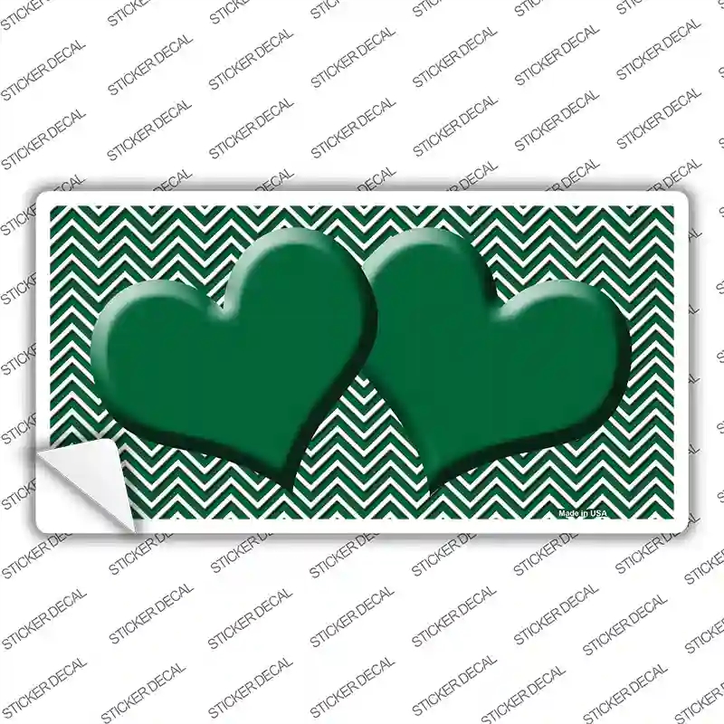 LP-2731s-XL Green White Chevron Center Hearts Novelty Sticker Decal, Extra Large