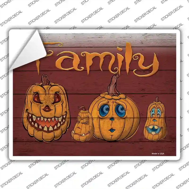 P-2993s-XL Family Cartoon Pumpkins Novelty Rectangle Sticker Decal, Extra Large