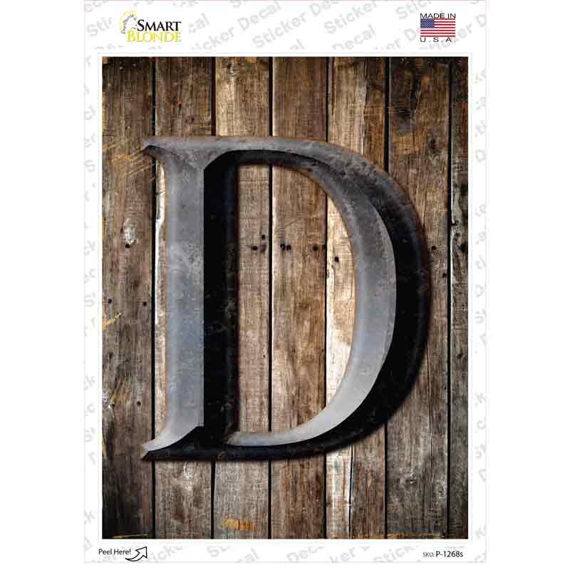 P-1268s-M Letter D Novelty Rectangle Sticker Decal, Medium
