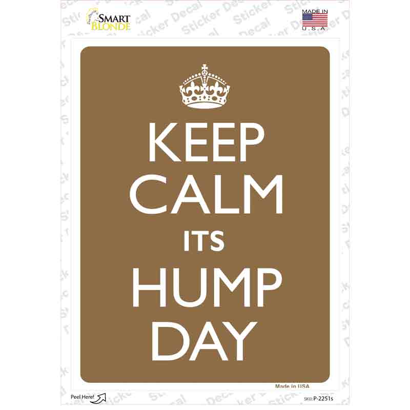 P-2251s-M Keep Calm Its Hump Day Novelty Rectangle Sticker Decal, Medium