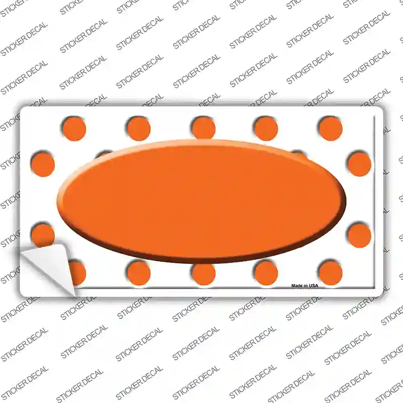 LP-2990s-L Orange White Polka Dot Center Oval Novelty Sticker Decal, Large