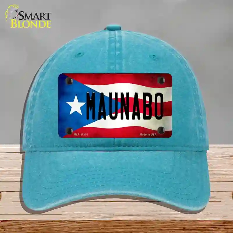 HAT10-MLP-11363 Maunabo Puerto Rico Flag Novelty License Plate Hat, Unconstructed Cotton - Lake Blue