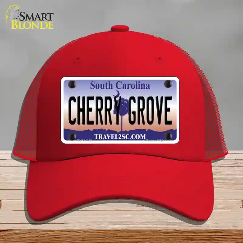HAT17-MLP-11416 Cherry Grove South Carolina Novelty License Plate Hat, Mesh - Red