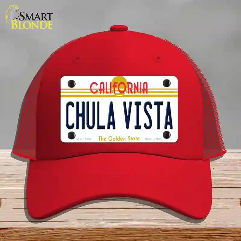 HAT17-MLP-11430 Chula Vista California Novelty License Plate Hat, Mesh - Red