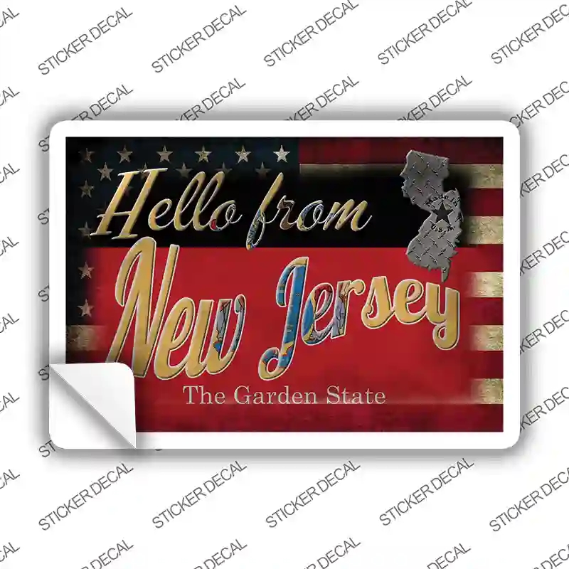 PC-030s-S Hello From   Jersey Novelty Postcard Sticker Decals, Small