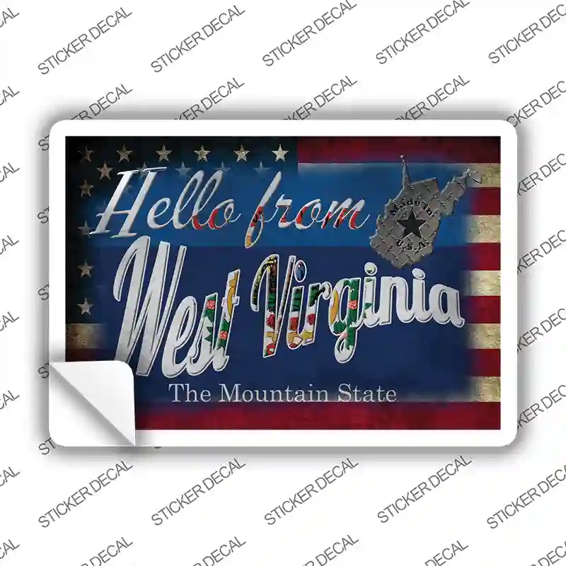 PC-048s-XL Hello From West Virginia Novelty Postcard Sticker Decals, Extra Large