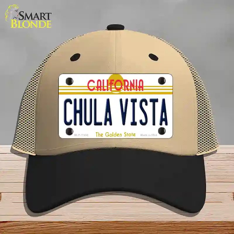 HAT02-MLP-11430 Chula Vista California Novelty License Plate Hat, Mesh - Khaki & Black