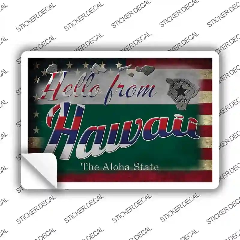PC-011s-S Hello From Hawaii Novelty Postcard Sticker Decals, Small