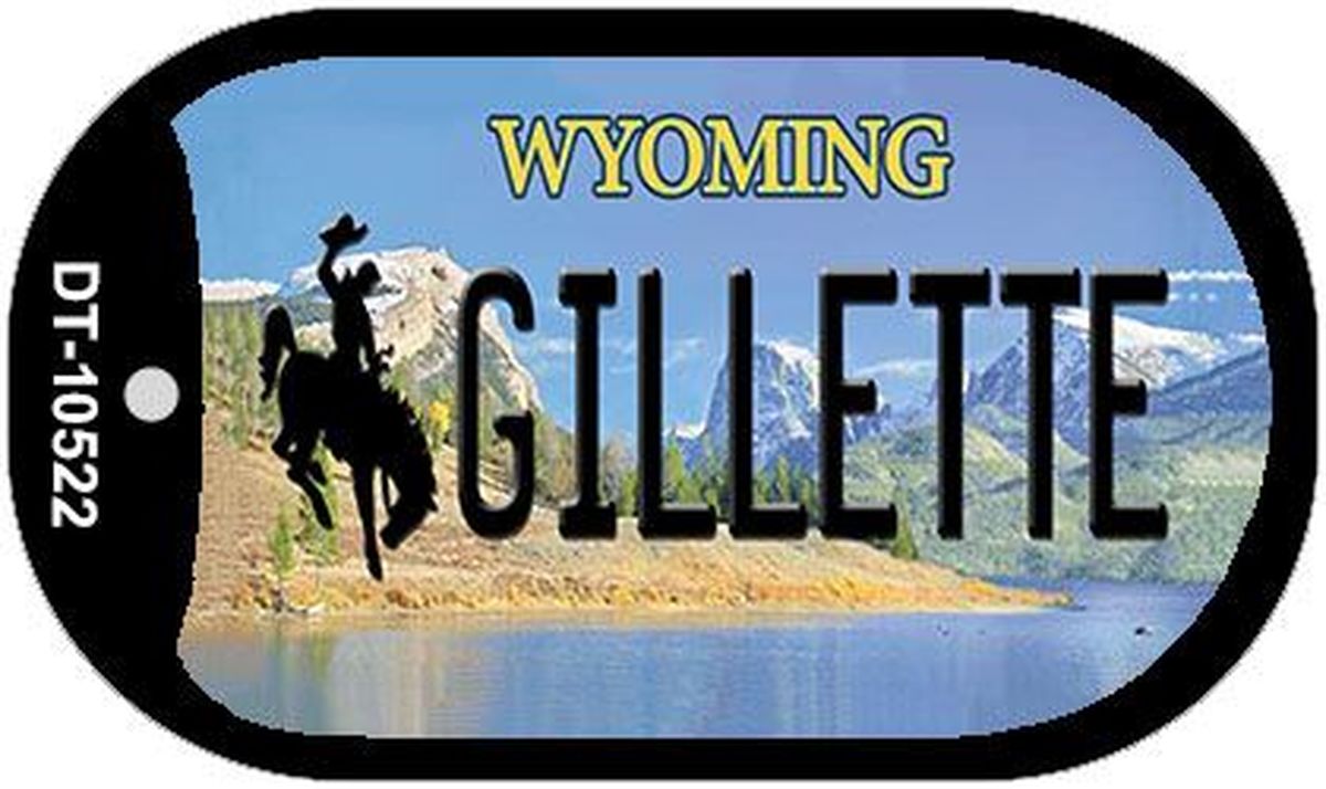 Dt-10522 1.5 X 2 In. Gilletle Wyoming Novelty Metal Dog Tag Necklace