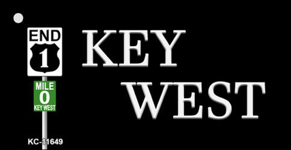 Kc-11649 1.5 X 3 In. Key West Highway Sign Novelty Metal Key Chain