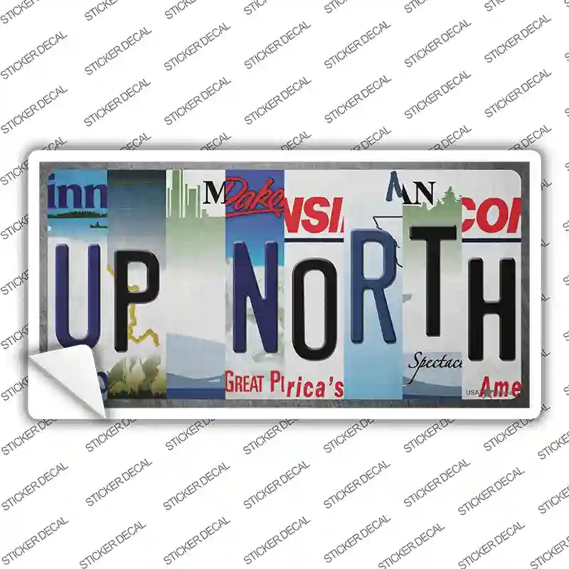 LP-14038s-S Up North Strip Art Novelty Sticker Decal, Small